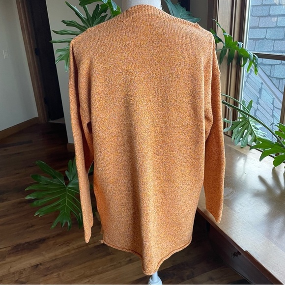 Flax Heathered Cotton Long Sleeve Boxy Tunic Sweater in Marigold Orange - Picture 3 of 9